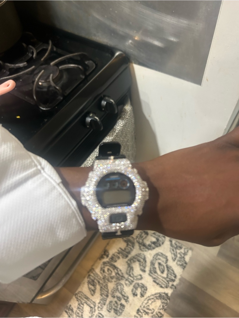 G-Shock Black Digital Watch with Crystal Accent Bezel